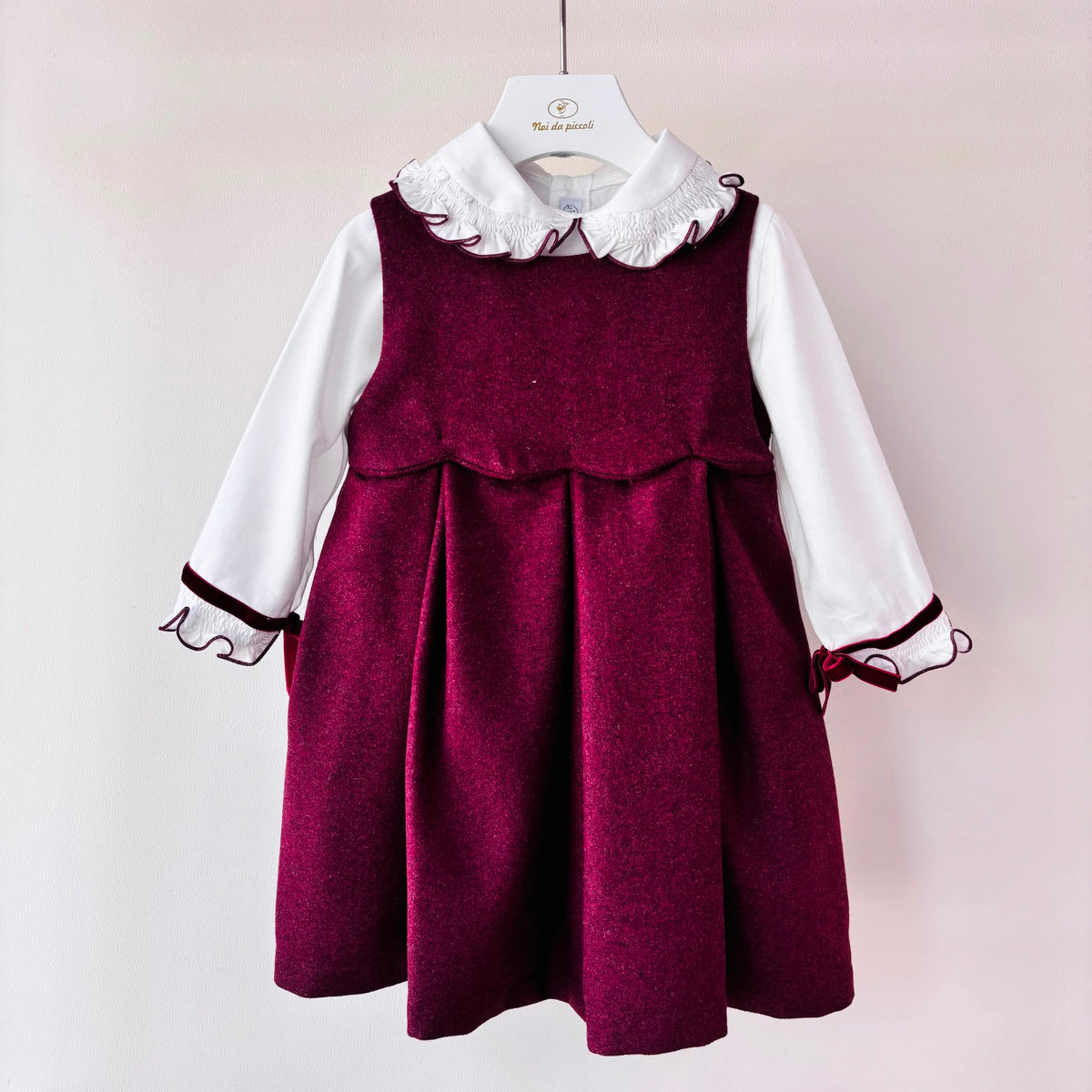 vestito IN VELLUTO BORDEAUX - Noi da piccoli