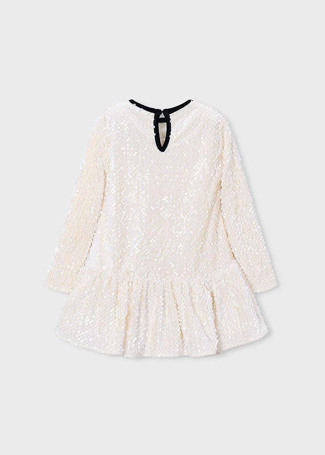 VESTITO LUMINOSO CHAMPAGNE IN CALDO COTONE - Noi da piccoli