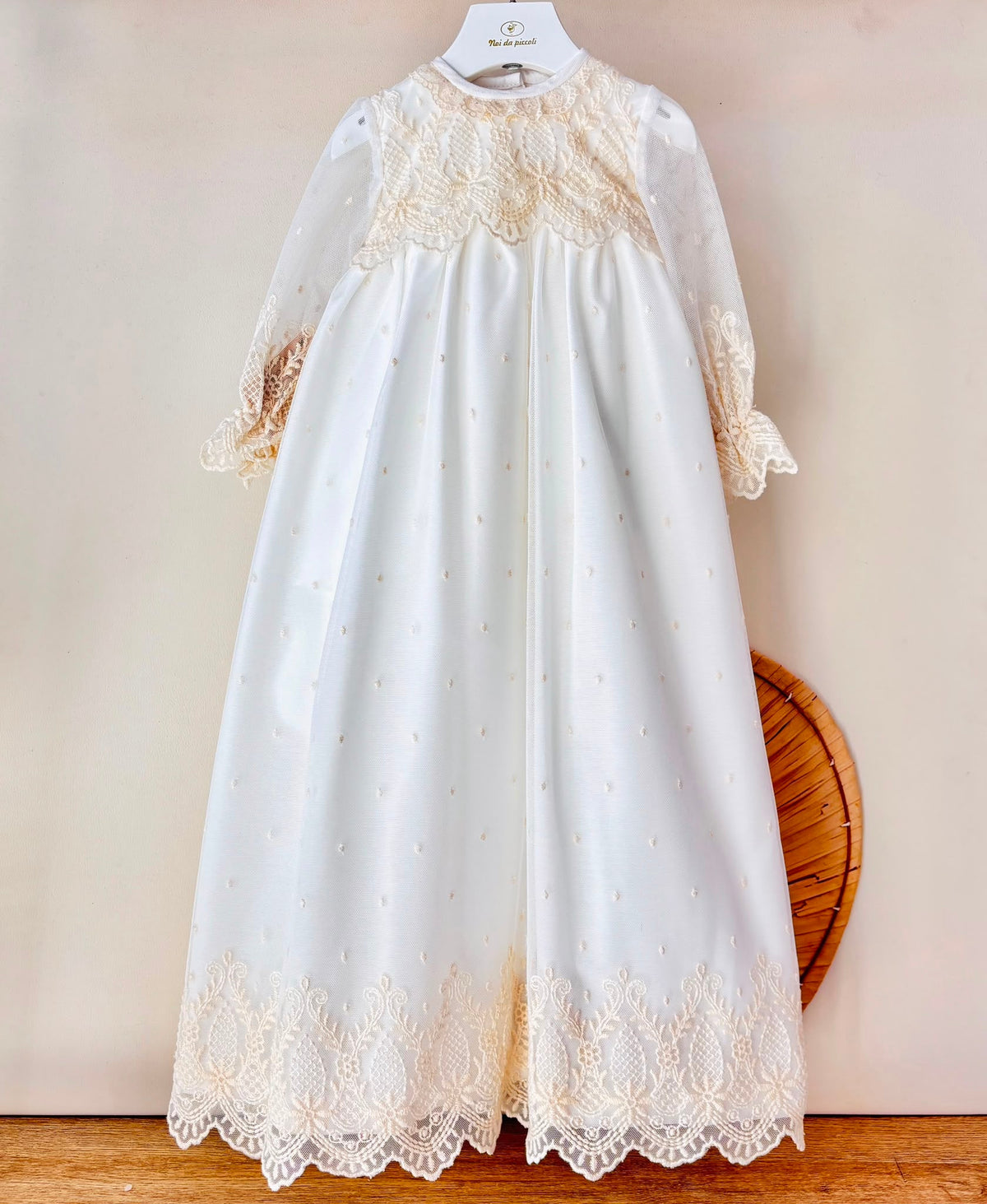vestito lungo cerimoniale pizzo retrò Avorio - Noi da piccoli