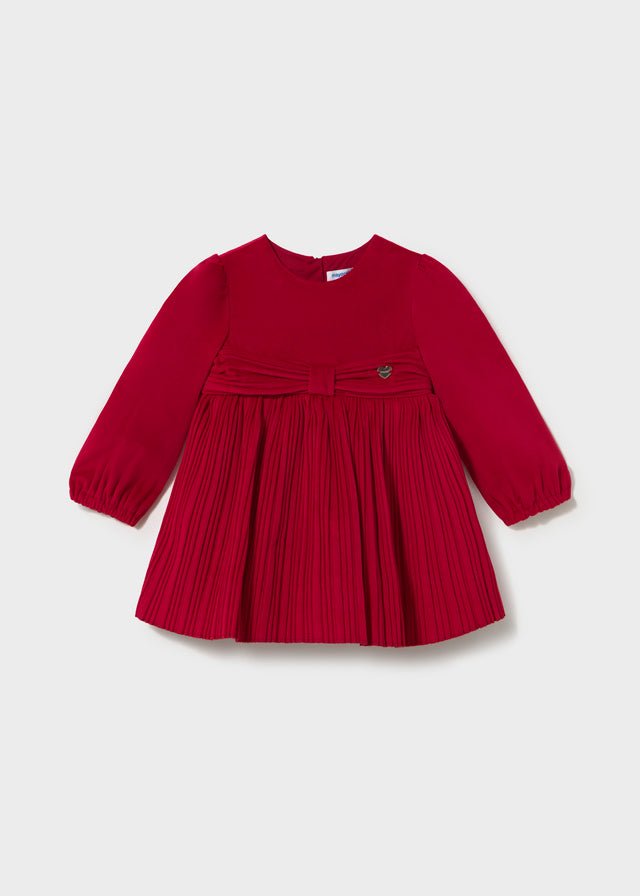 VESTITO ROSSO CON GONNA PLISSETTATA IN VELLUTO - Noi da piccoli