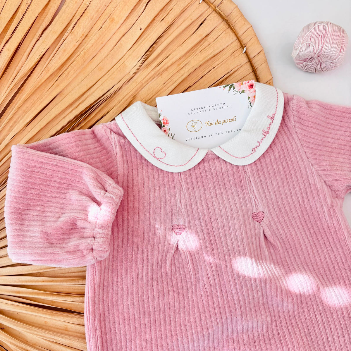 TUTINA IN CINIGLIA ROSA CON COSTINE E CUORICINI