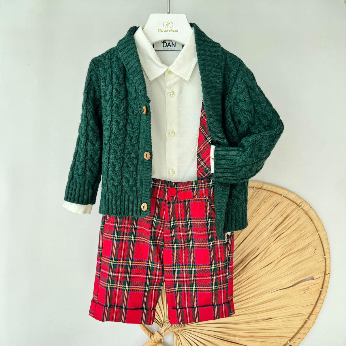 COMPLETO IN COTONE CALDO CON FANTASIA TARTAN VERDE TARTAN