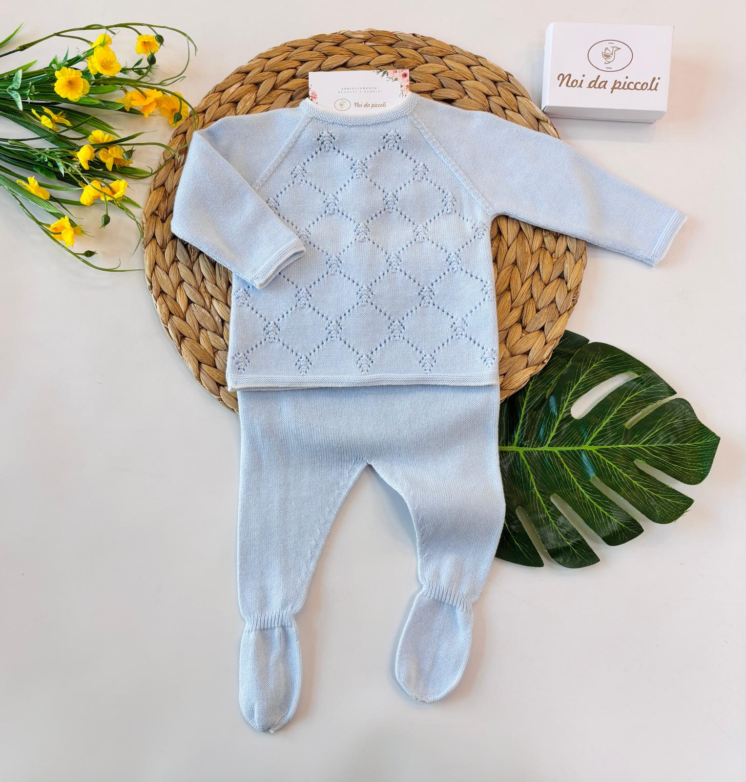 COMPLETO 100% FILO DI COTONE CIELO
