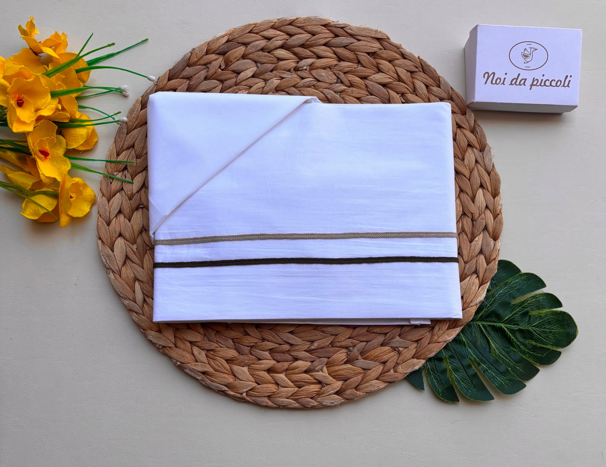 SET LENZUOLA 100 % COTONE VERDE E BEIGE