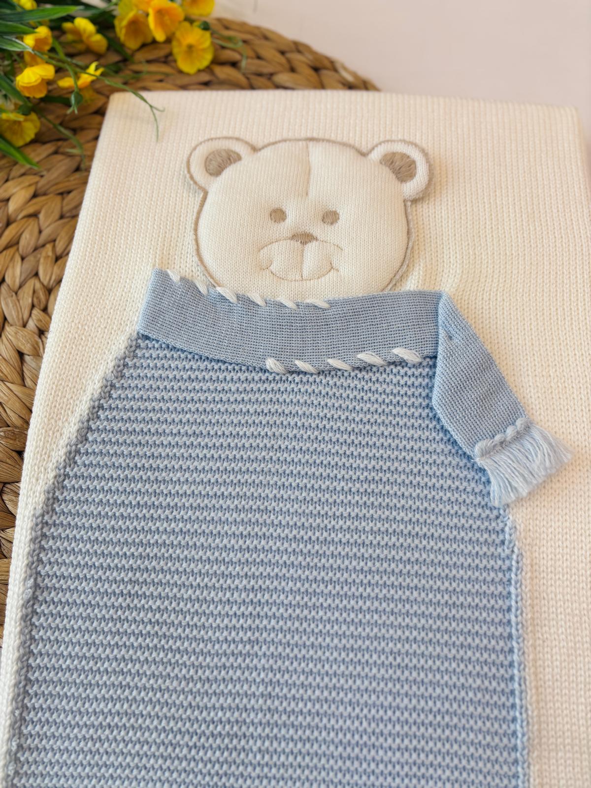 COPERTINA 100% LANA PANNA CIELO TEDDY