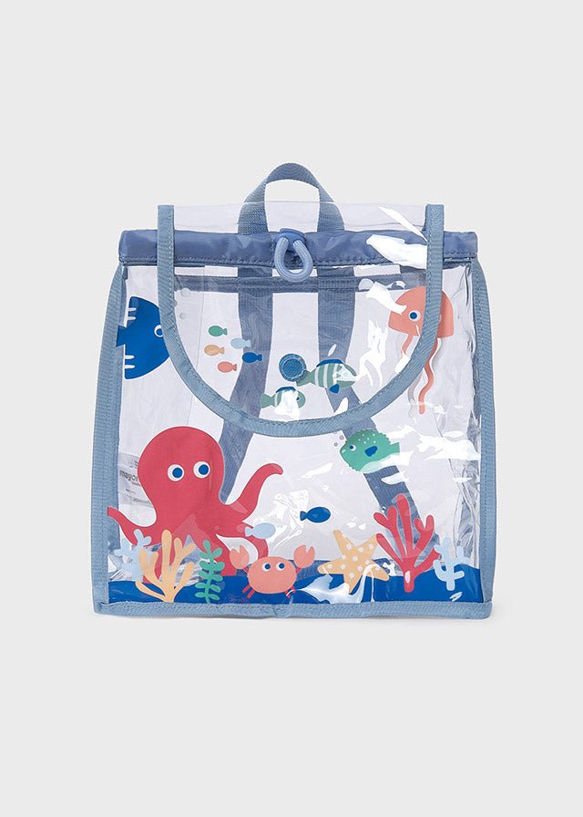 ZAINETTO TRASPERENTE CON DISEGNINI MARINI BLU - Noi da piccoli