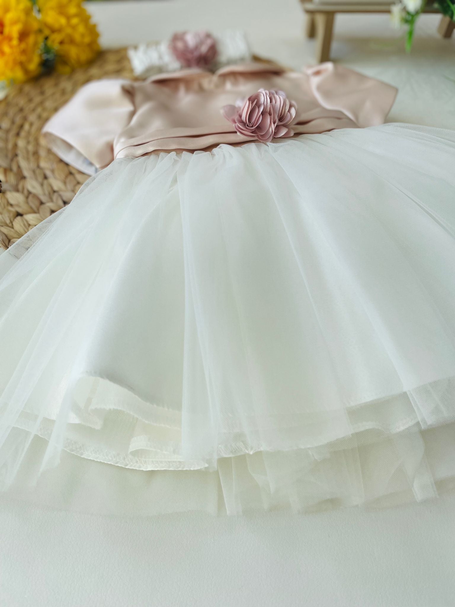 OLD PINK DRESS AND WHITE TULLE