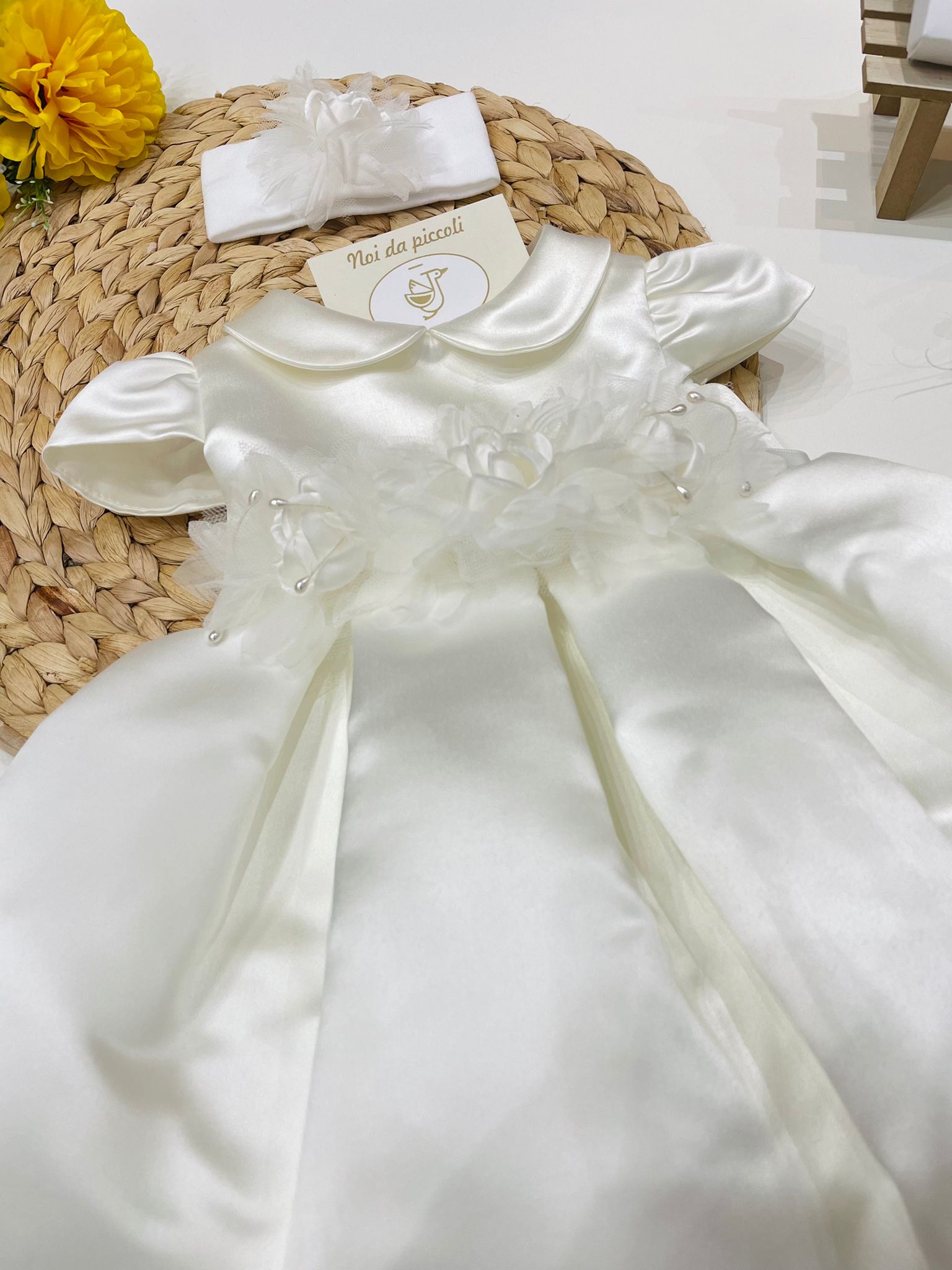 SILK DRESS WITH WHITE FLOWERS