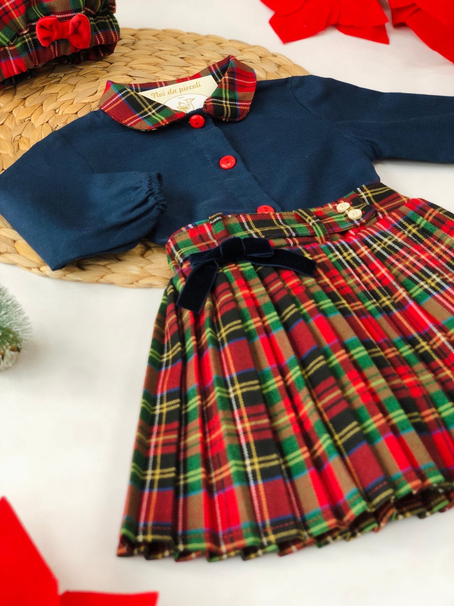 CAMICINA BLU CON GONNELLINA TARTAN - Noi da piccoli