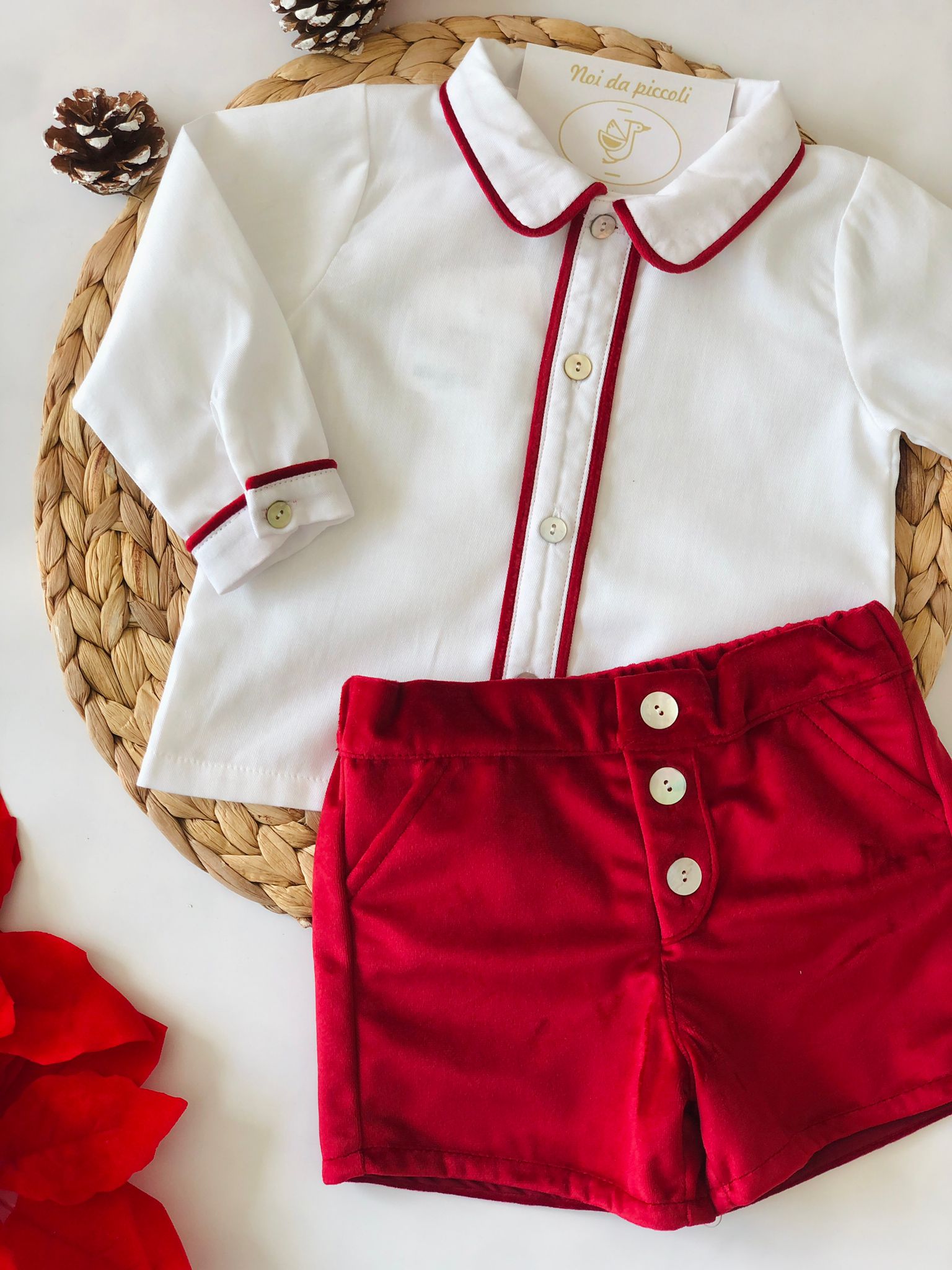 CAMICINA CON SHORT ROSSO VELLUTO - Noi da piccoli