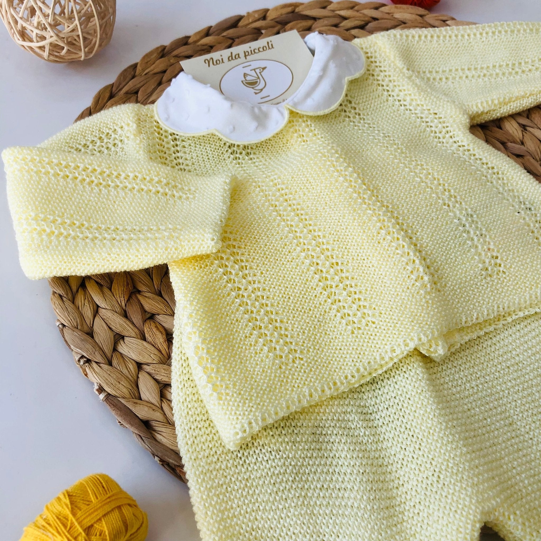 COMPLETO 2PZ IN FILATO AMARILLO PALLIDO - Noi da piccoli