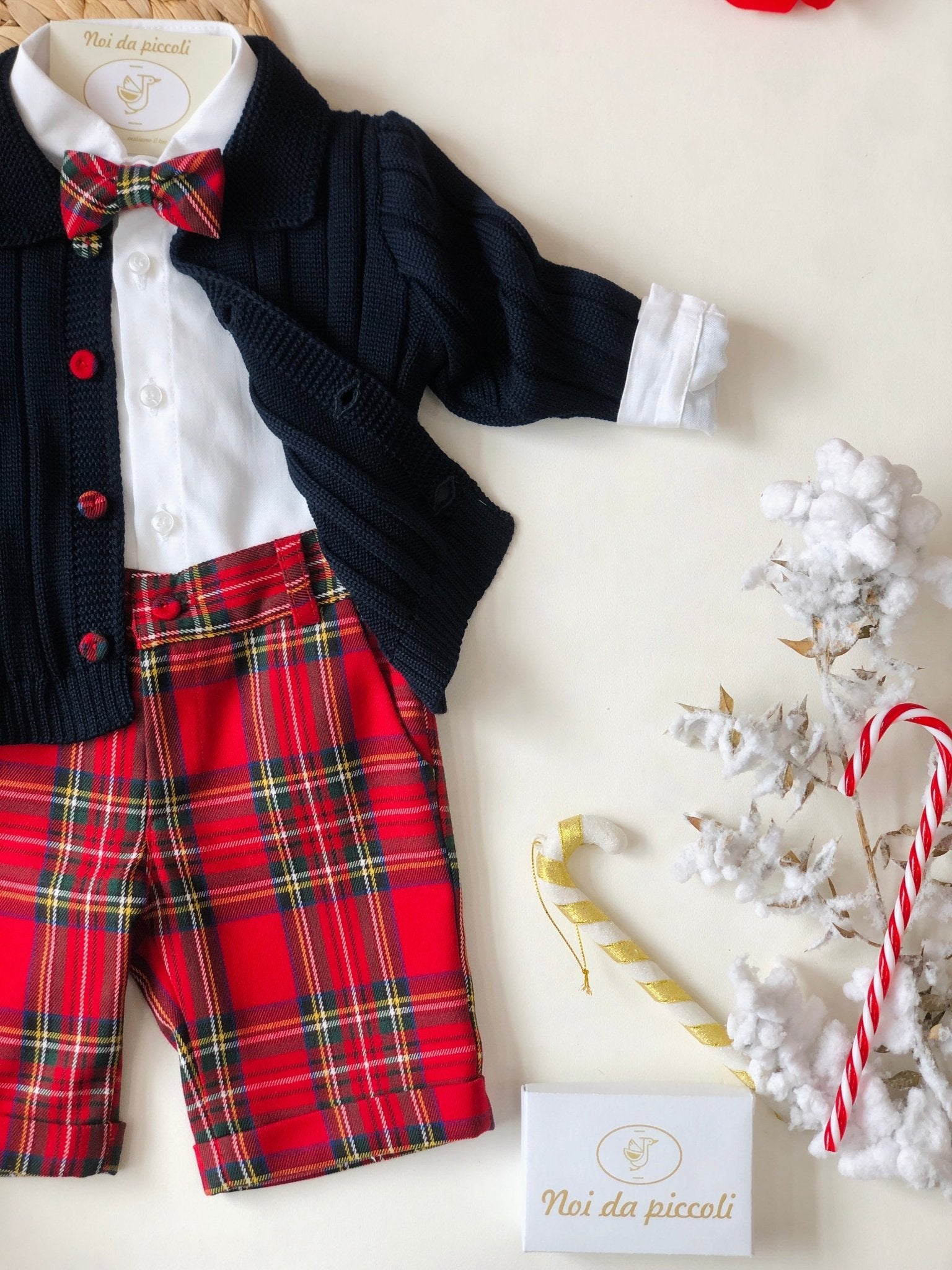 COMPLETO 4PZ CHRISTMAS BOY TARTAN E BLU - Noi da piccoli