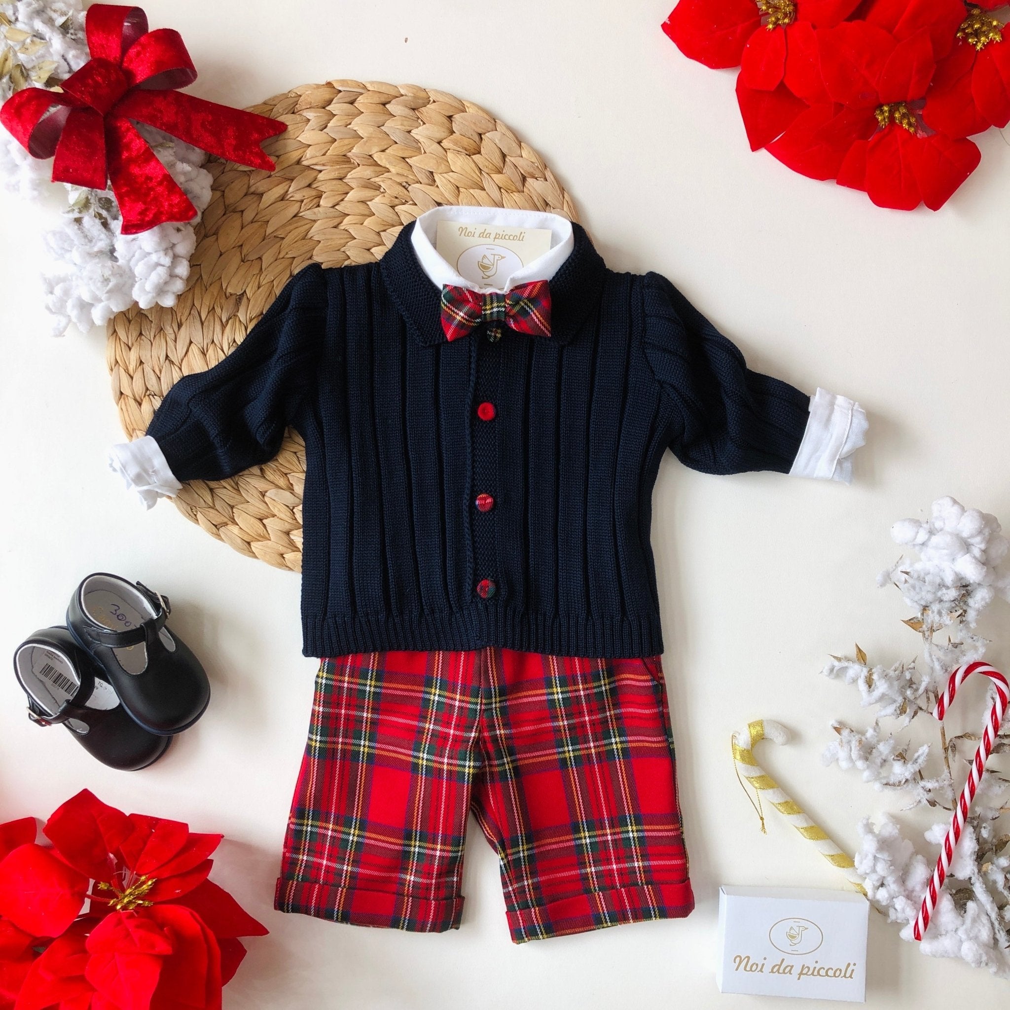 COMPLETO 4PZ CHRISTMAS BOY TARTAN E BLU - Noi da piccoli