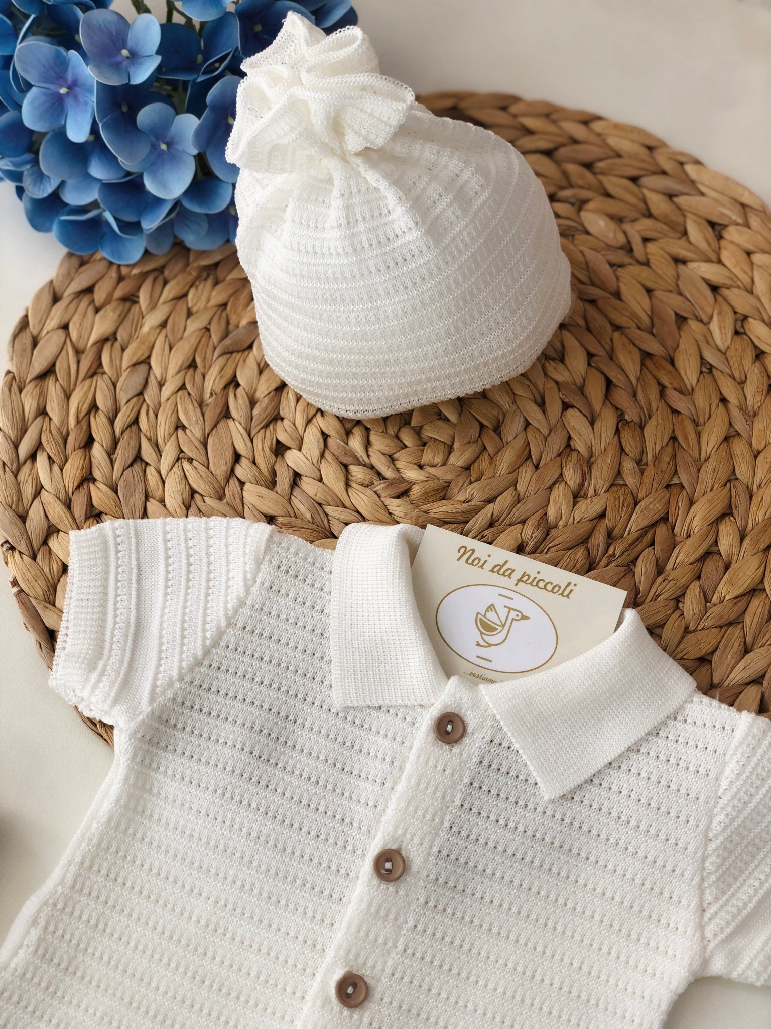 COORDINATO CON PAGLIACCETTO FILO DI COTONE PANNA - Noi da piccoli