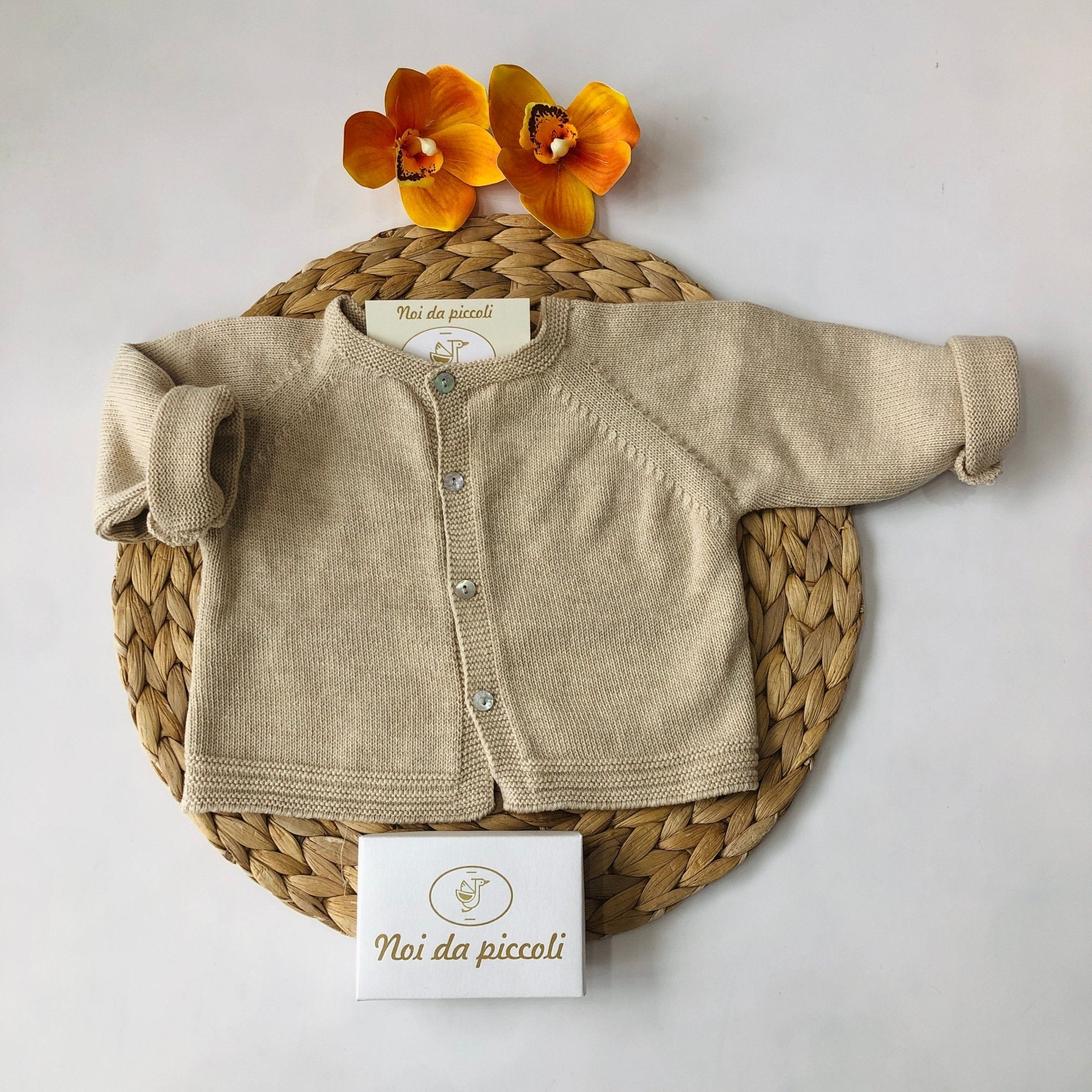 GOLFINO BEIGE IN FILO DI COTONE - Noi da piccoli