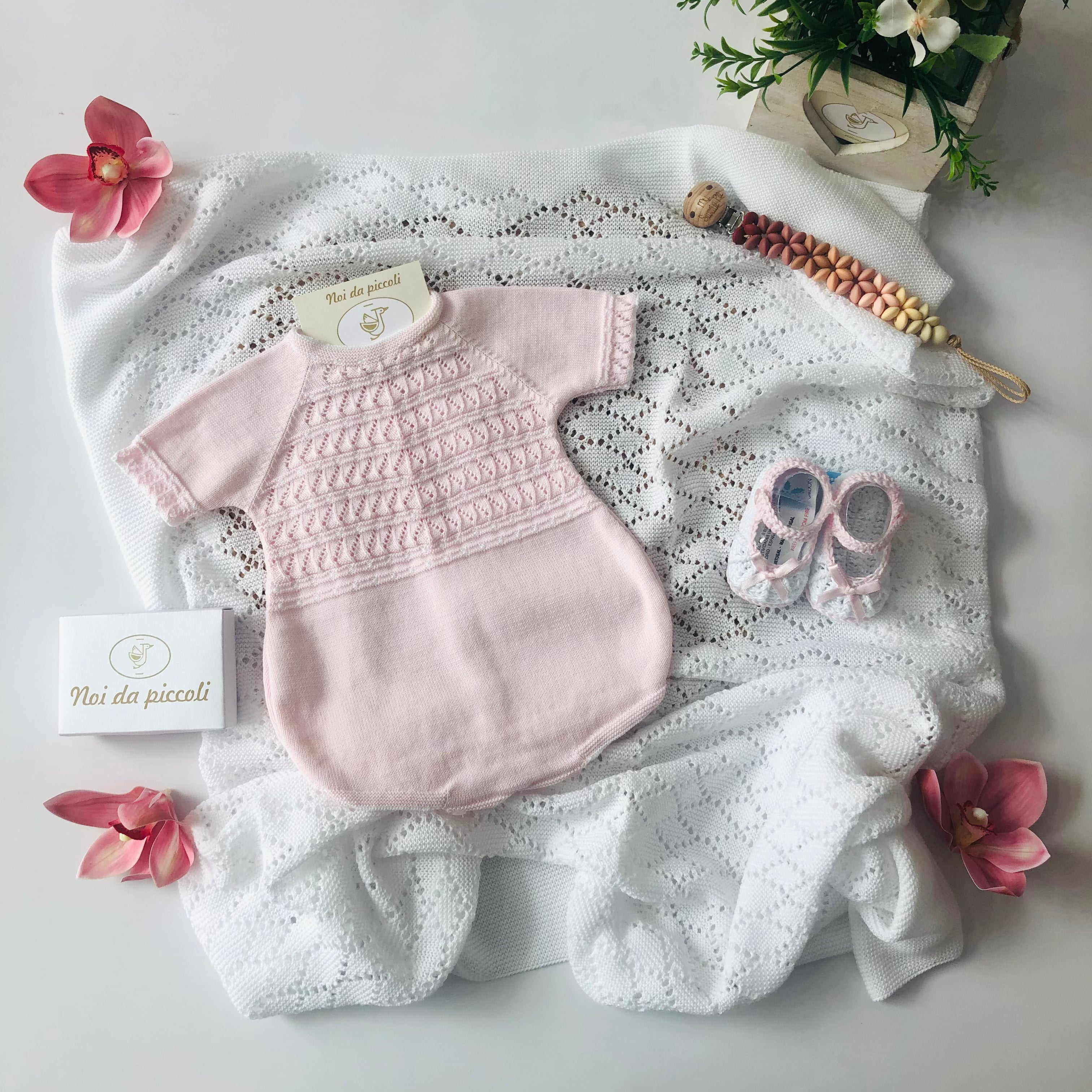 PINK ROMPER WITH COTTON THREAD COVER