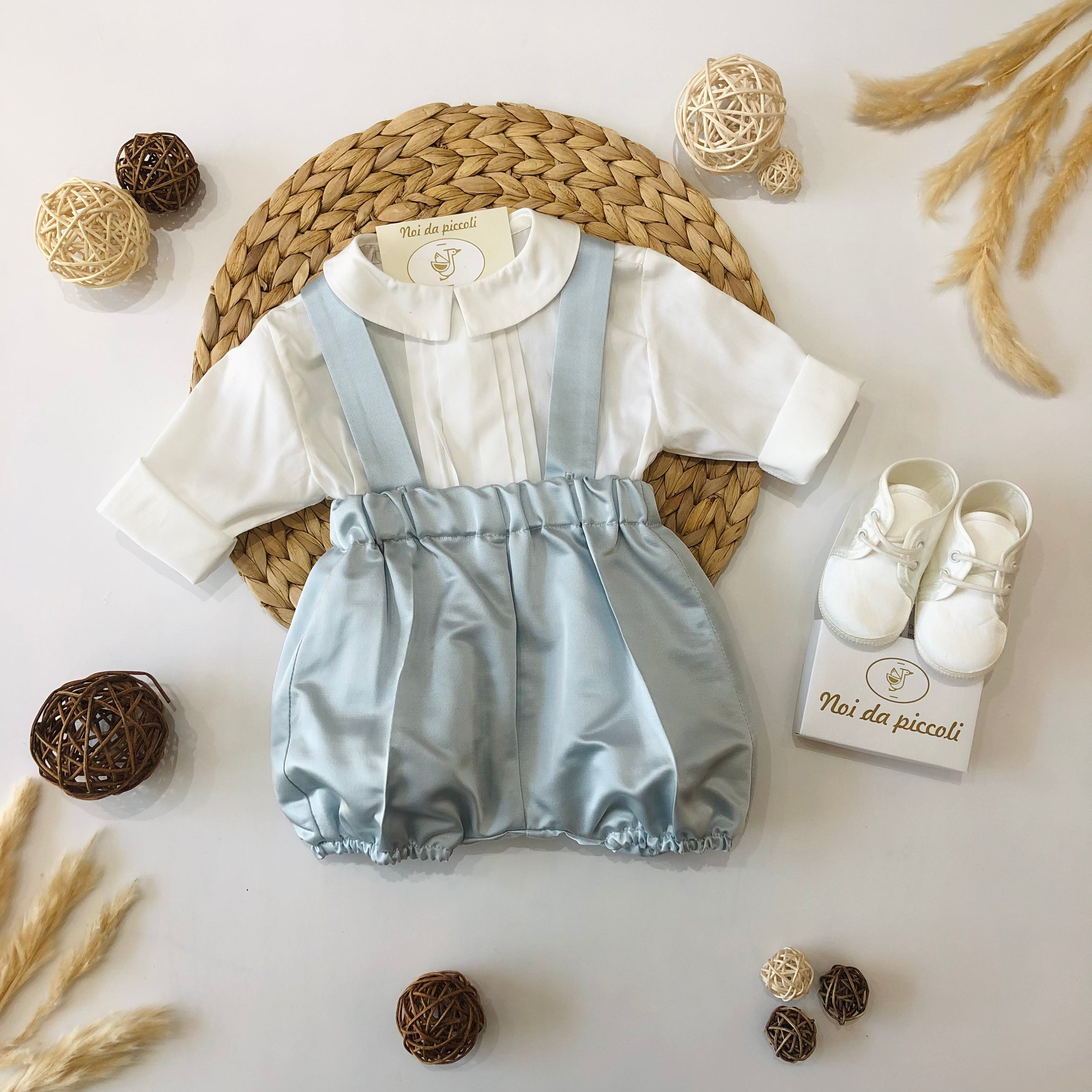 SKY OVERALLS WITH WHITE SHIRT