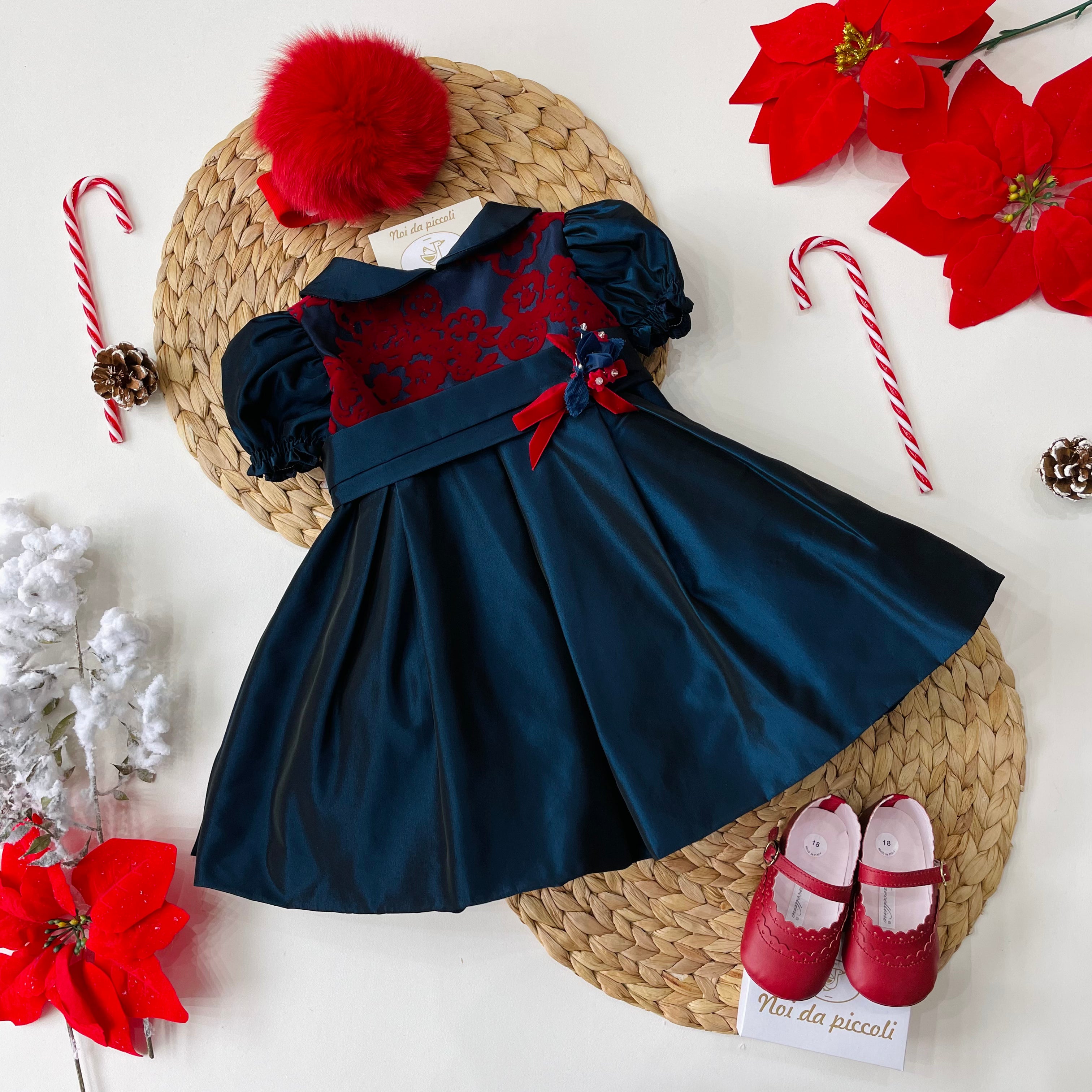 BLUE DRESS AND RED DETAILS