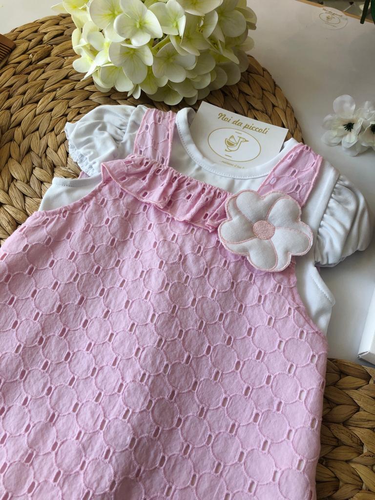 MAGLIA CON SALOPETTE ROSA PIZZO SAN GALLO - Noi da piccoli