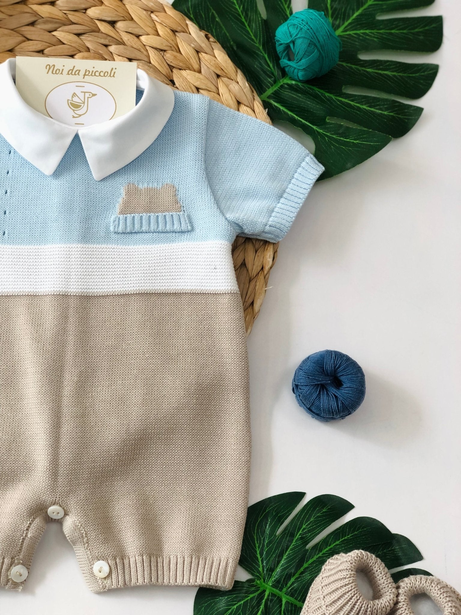 PAGLIACCETTO CON BABBUCCE CIELO BEIGE BIANCO - Noi da piccoli