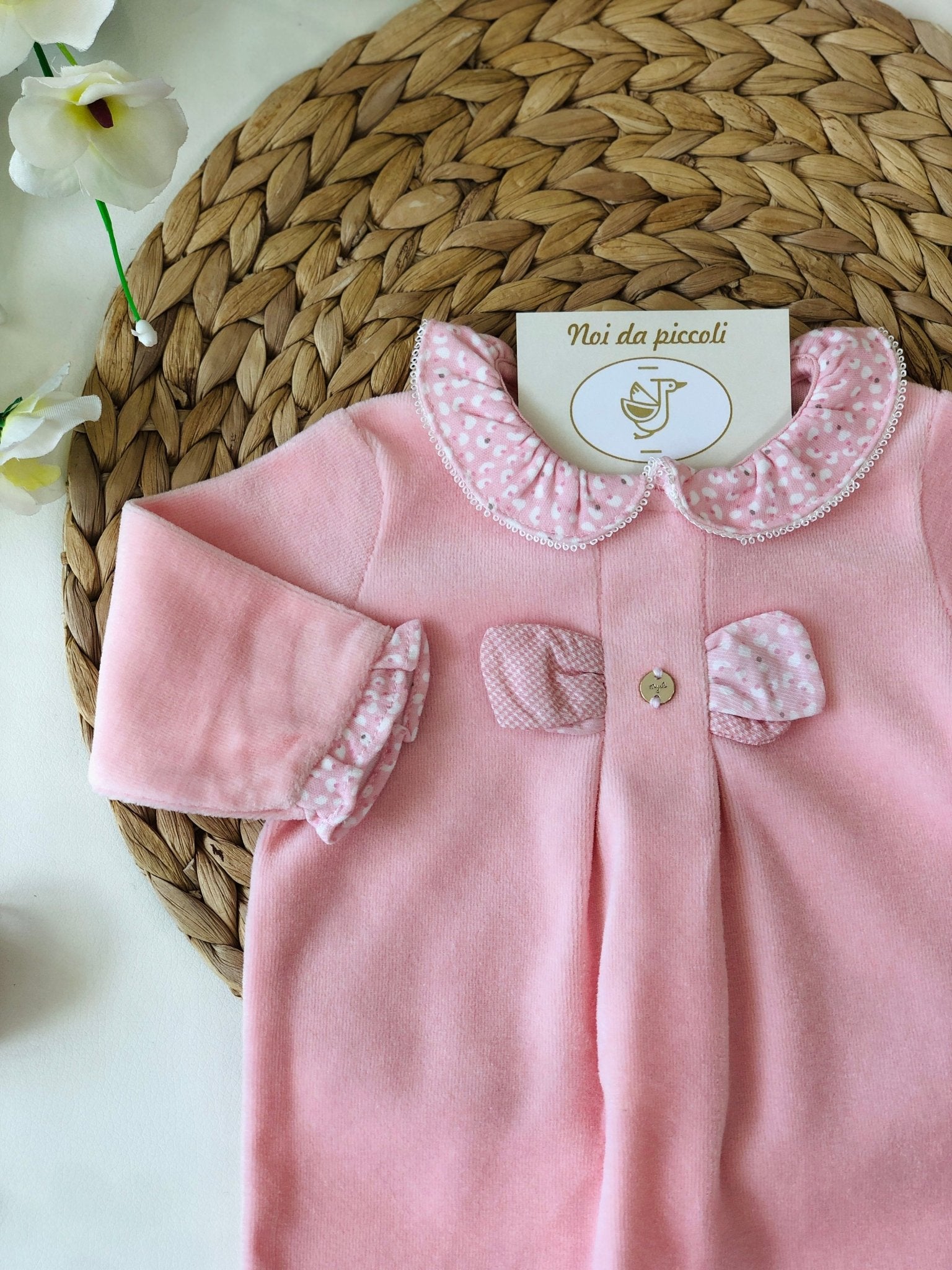 TUTINA IN CINIGLIA ROSA BABY E COLLETTO FIORI - Noi da piccoli