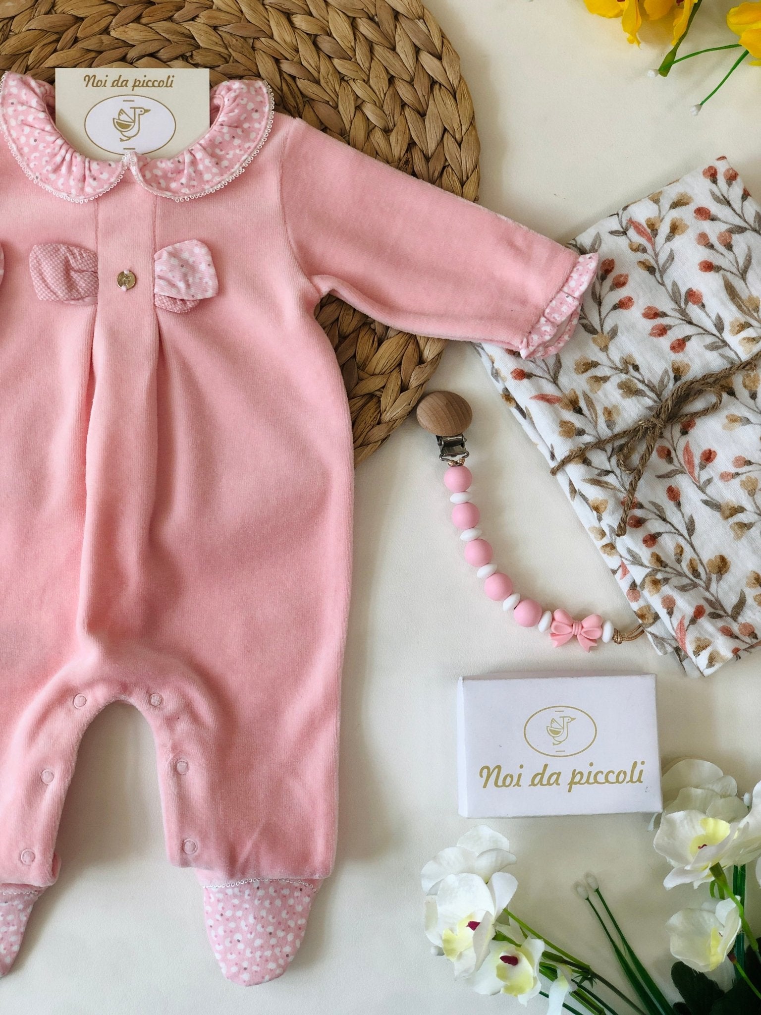 TUTINA IN CINIGLIA ROSA BABY E COLLETTO FIORI - Noi da piccoli