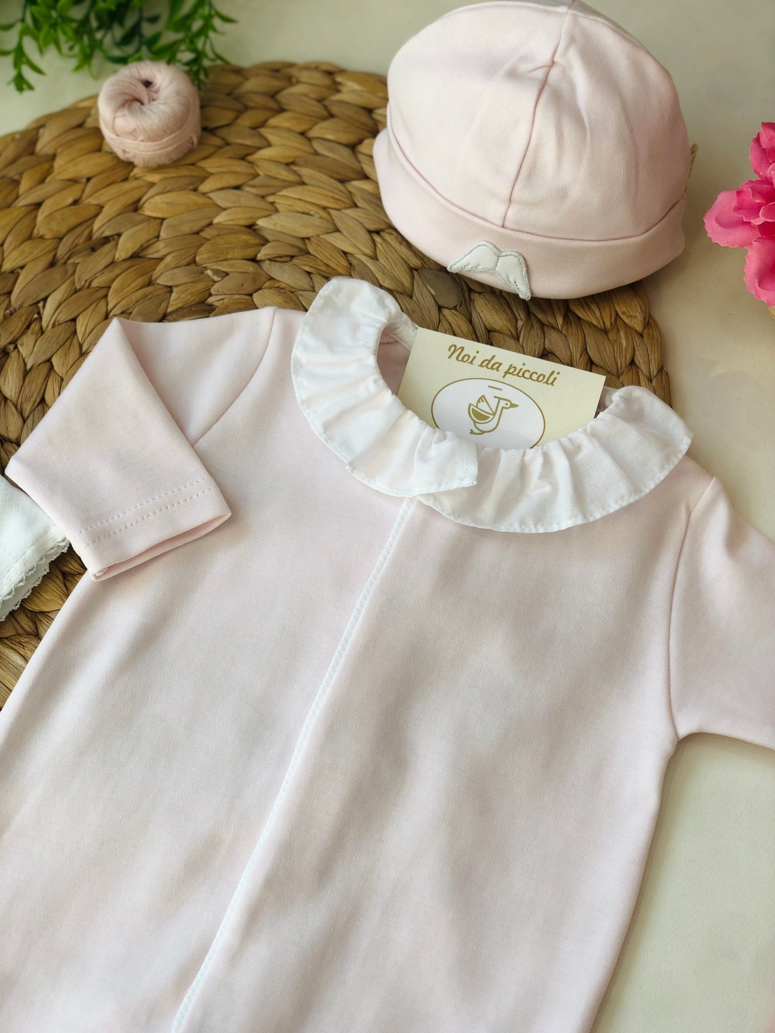 TUTINA IN COTONE ANGEL ROSA COLLO ORLATO - Noi da piccoli