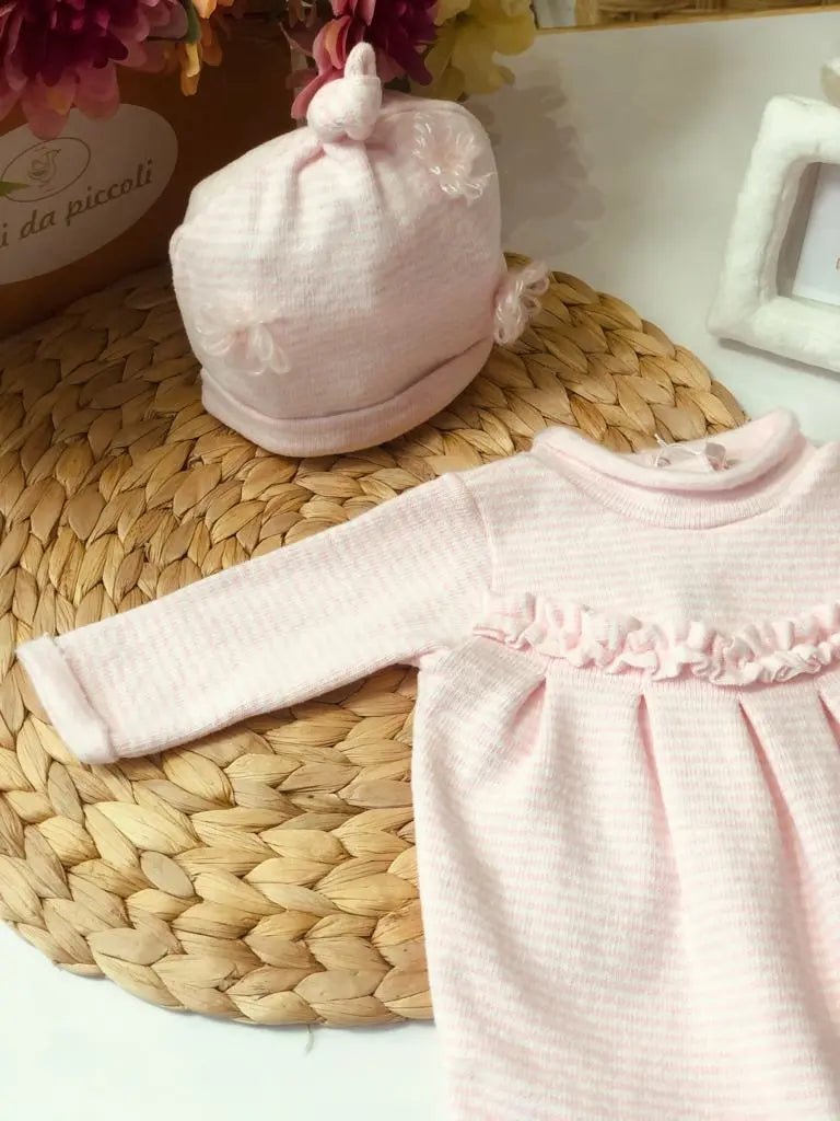 TUTINA IN MAGLIA NEA ROSA A RIGHE - Noi da piccoli